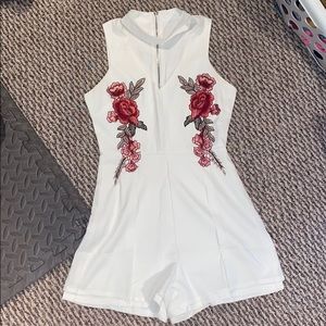 White Romper with rose detailing